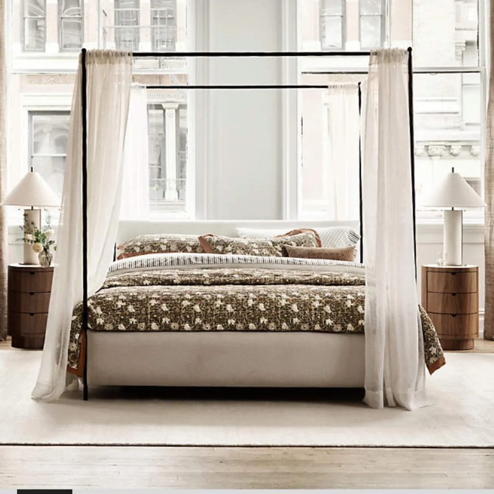 2 Crate & Barrel White Ivory  European Flax Linen Sheer Curtain Panel 52